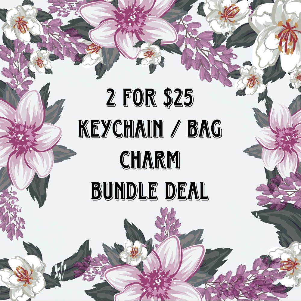 2 Pack Handmade Keychain / Bag Charm Bundle